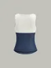 Cotton-Paneled Faux Denim Tank Top sold by COMMENSE