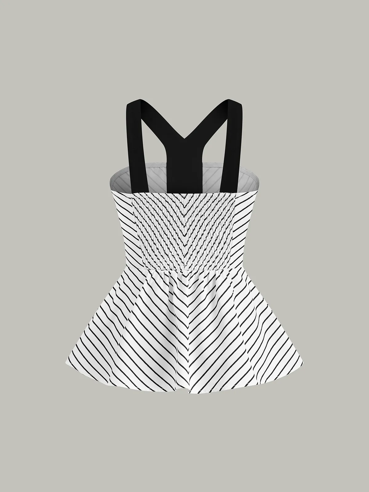 Striped Peplum Top with Contrast Straps sold by COMMENSE product image thumbnail 2