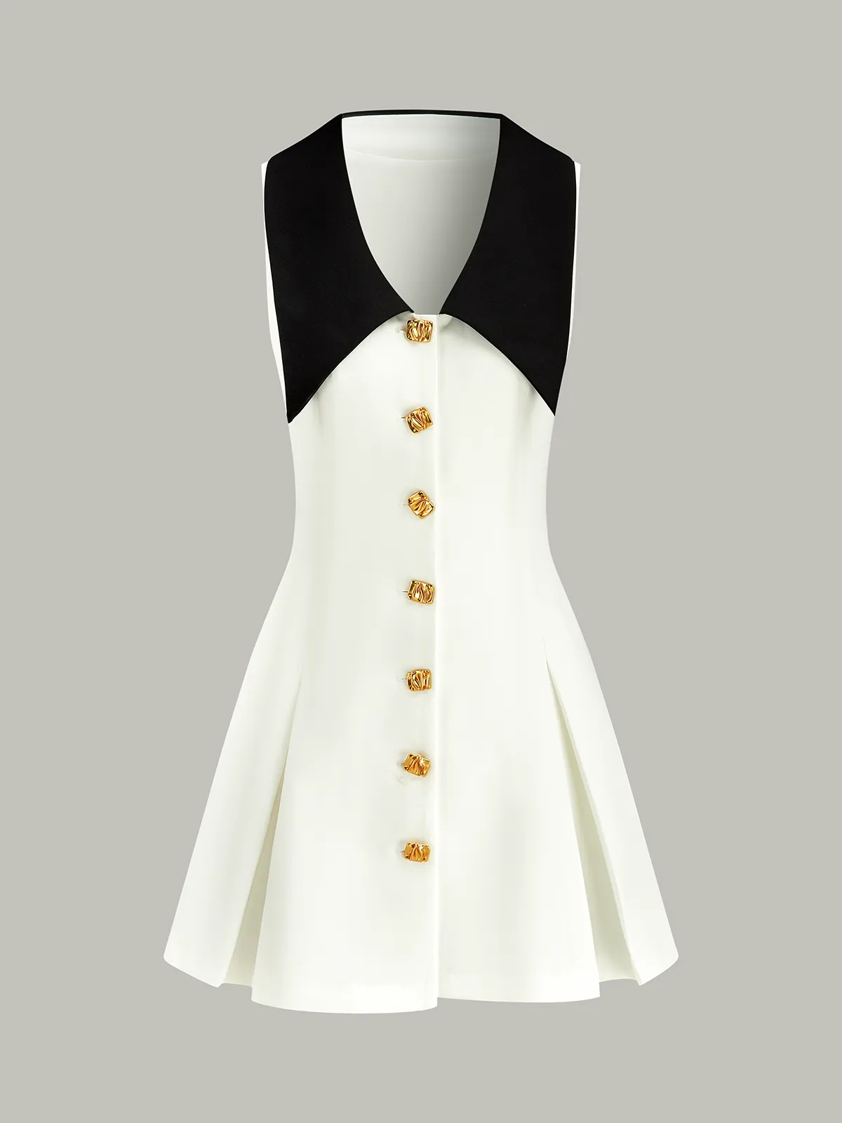 Golden Button Colorblock Midi Dress sold by COMMENSE