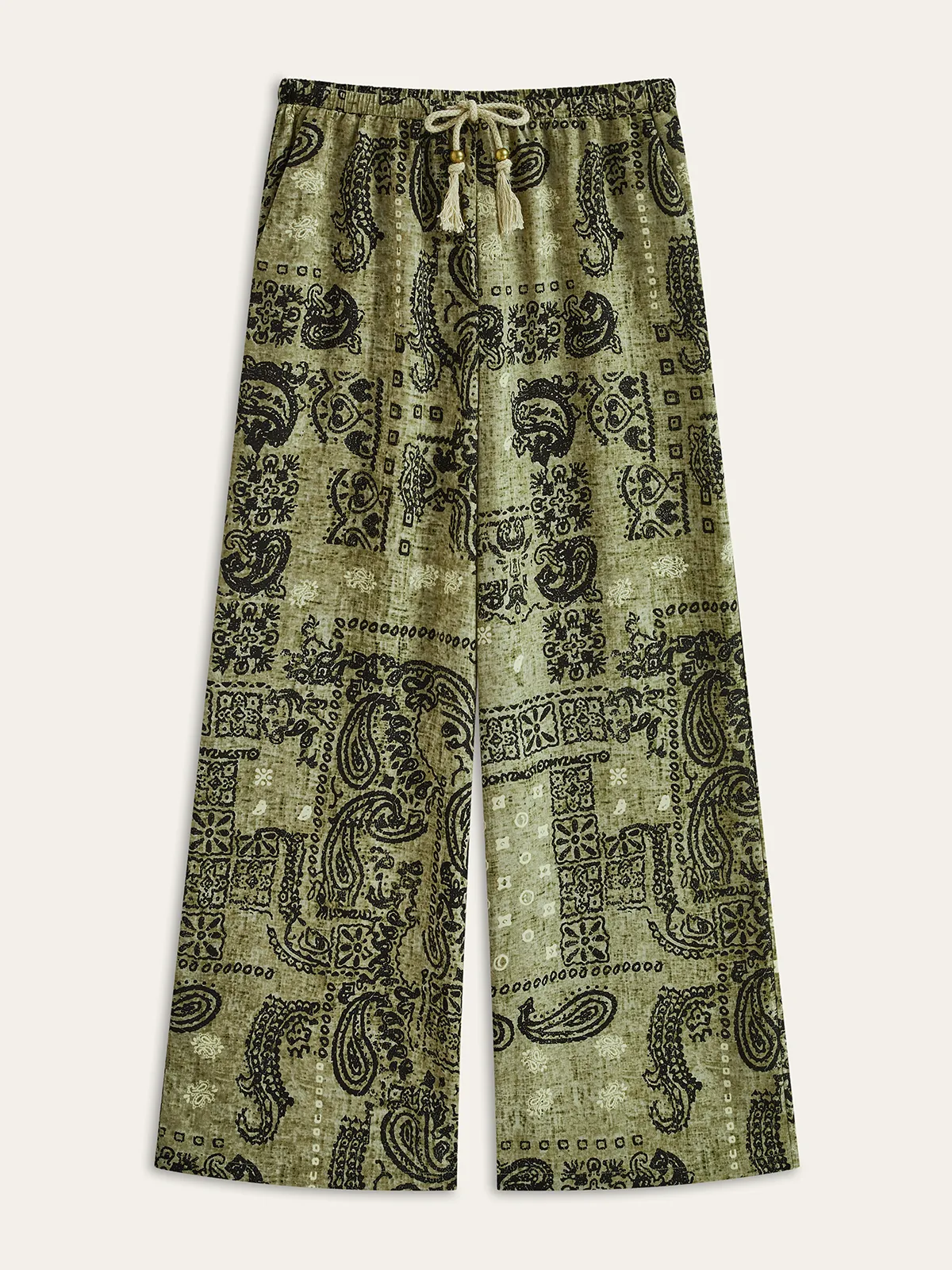 Paisley Print Wide-Leg Pants sold by COMMENSE