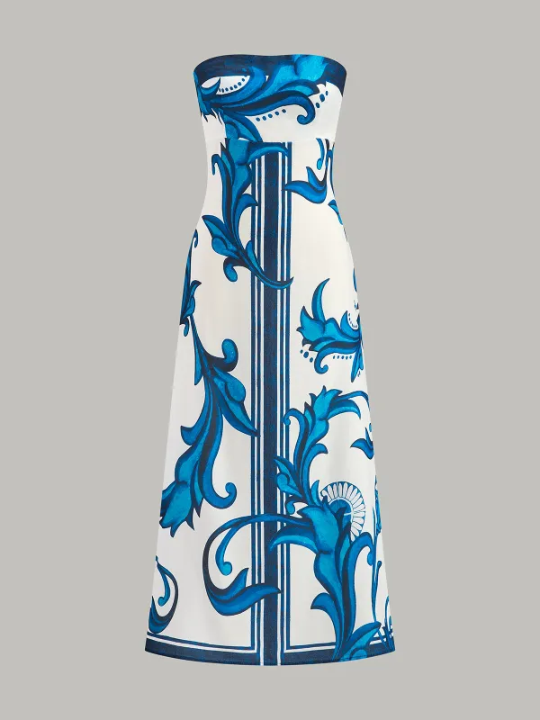 Strapless Floral Print Maxi Dress sold by COMMENSE