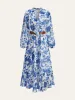 Belted Ruffled Floral Print Maxi Dress sold by COMMENSE