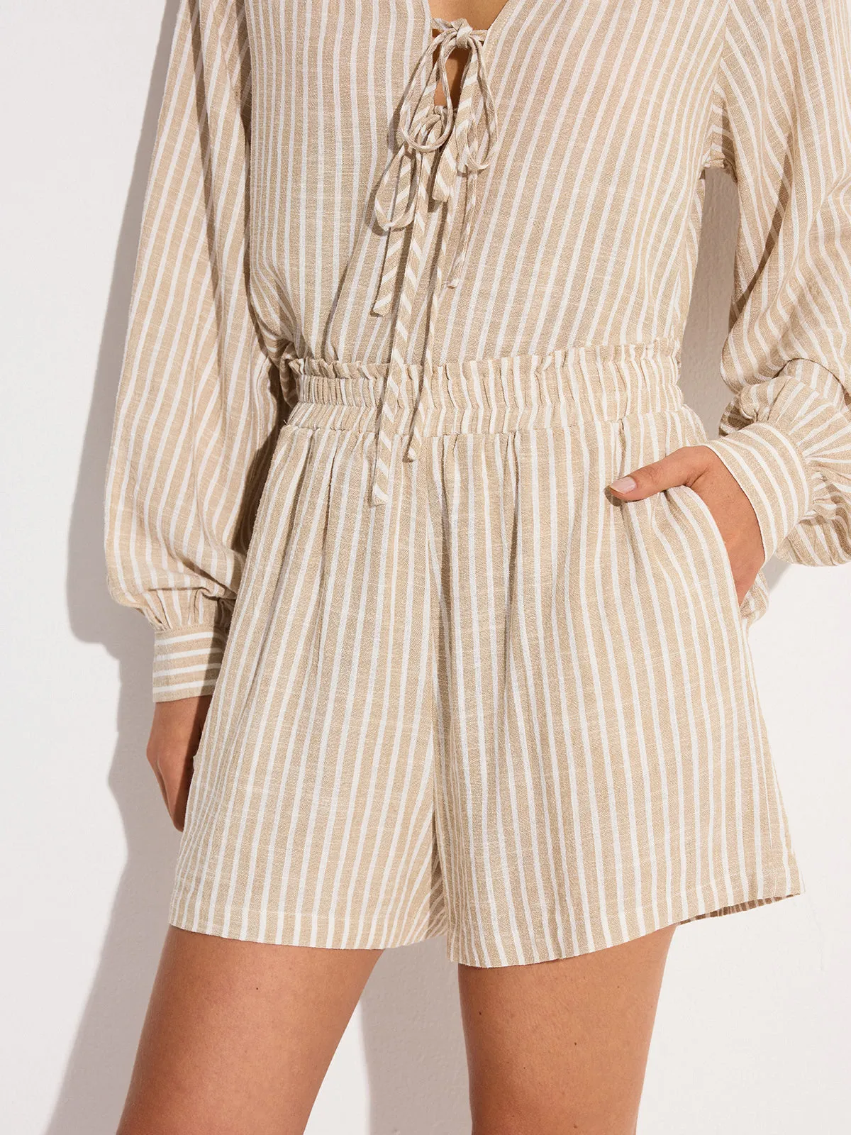 Striped Linen & Cotton Shorts Set sold by COMMENSE product image thumbnail 4