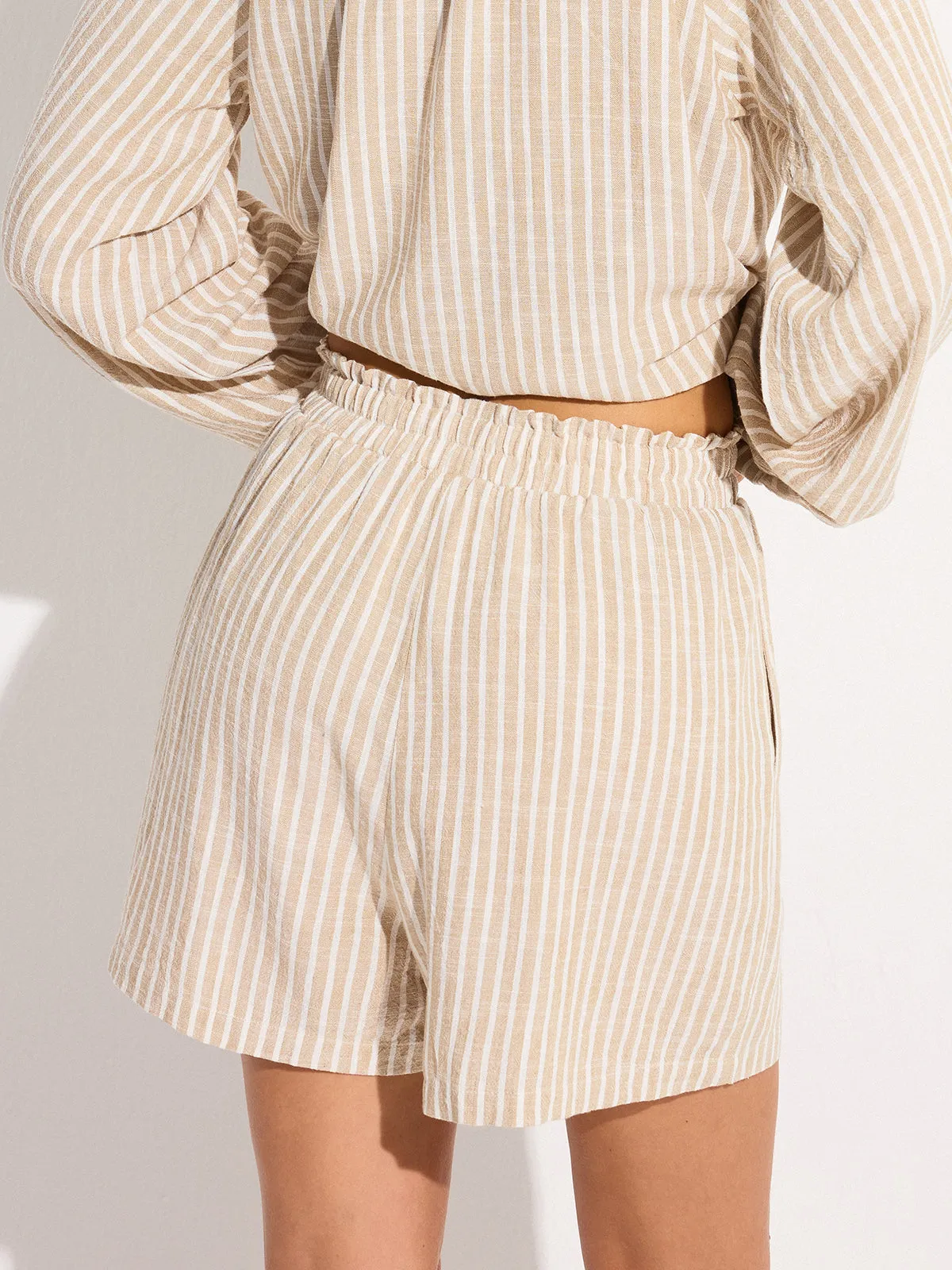 Striped Linen & Cotton Shorts Set sold by COMMENSE product image thumbnail 5