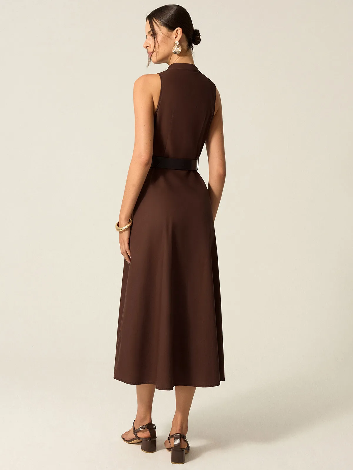 Belted Button-Front Midi Dress sold by COMMENSE product image thumbnail 3