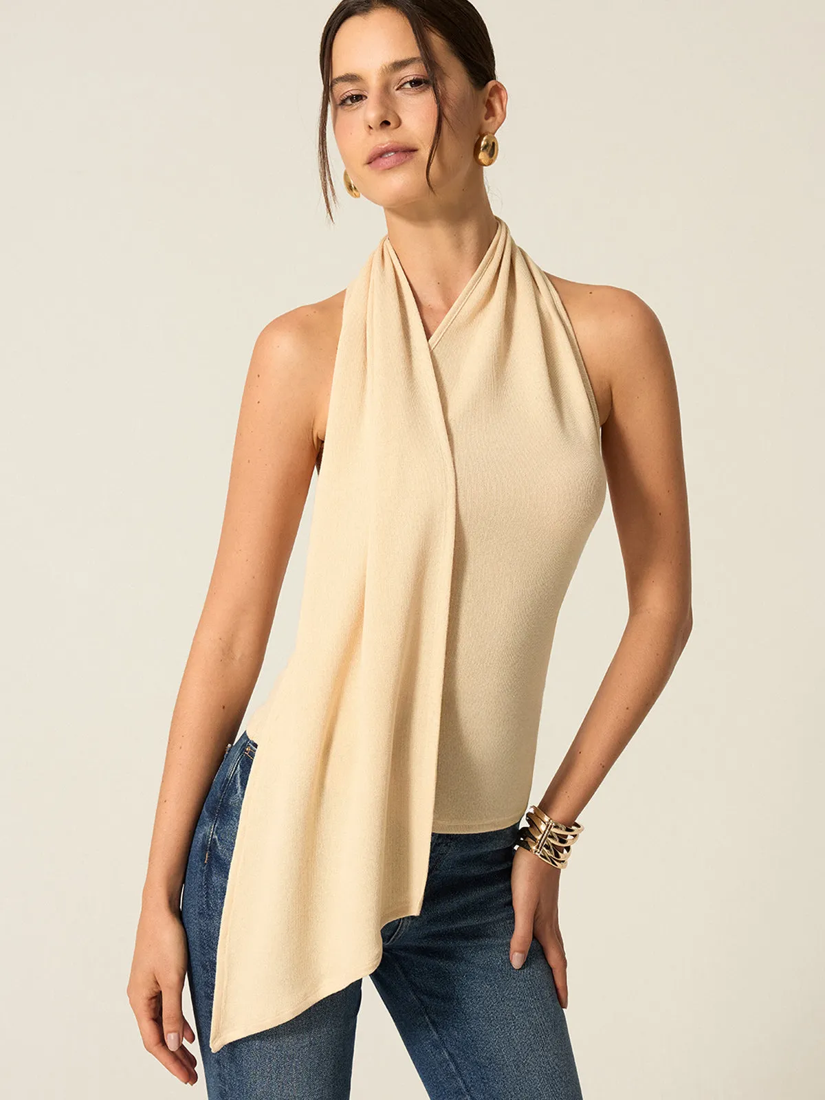 Halter Backless Top with Draped Scarf Detail sold by COMMENSE product image thumbnail 5