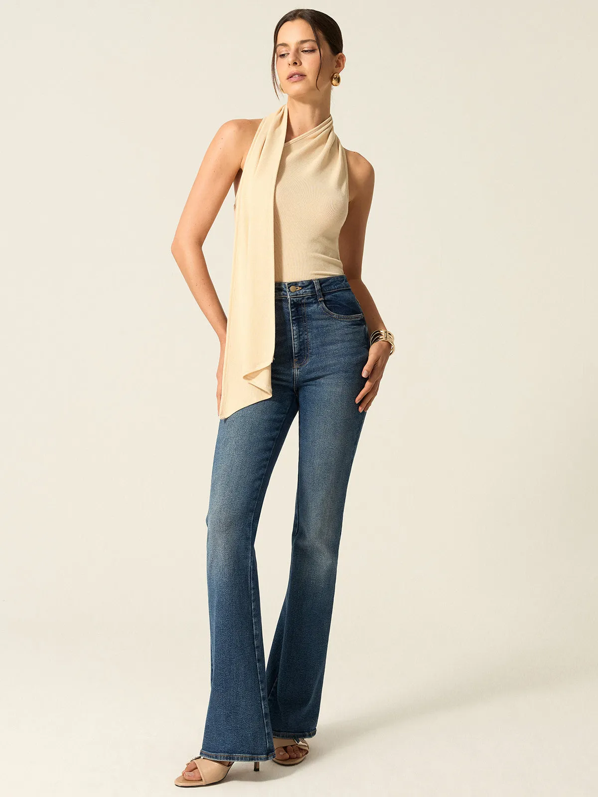 Halter Backless Top with Draped Scarf Detail sold by COMMENSE product image thumbnail 2