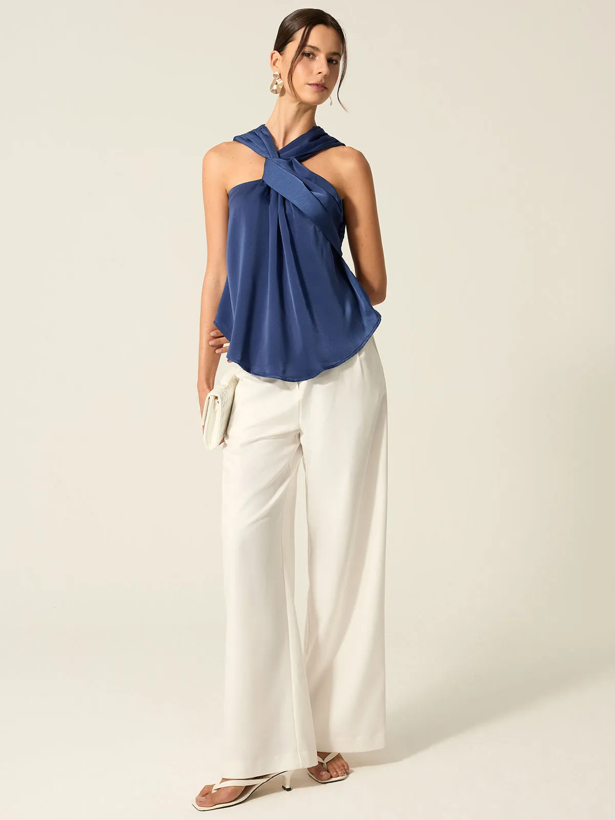 Satin Twist Front Tank Top sold by COMMENSE product image thumbnail 2