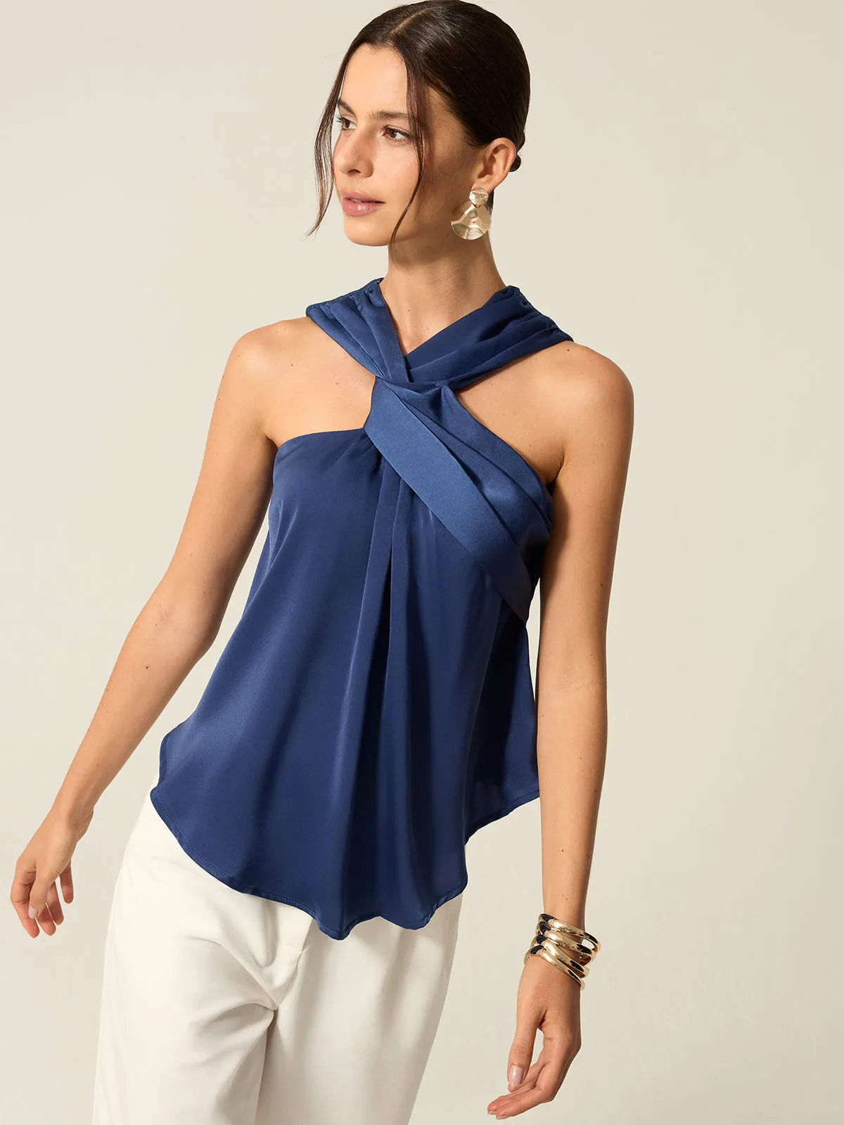 Satin Twist Front Tank Top sold by COMMENSE product image thumbnail 4