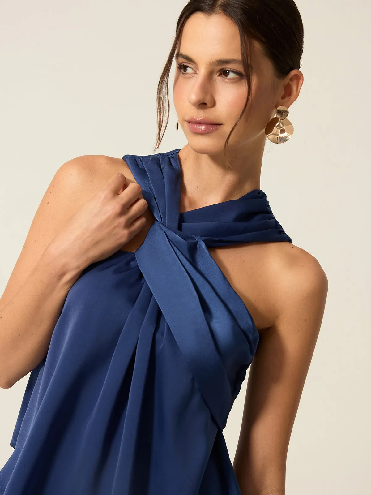 Satin Twist Front Tank Top sold by COMMENSE product image thumbnail 3