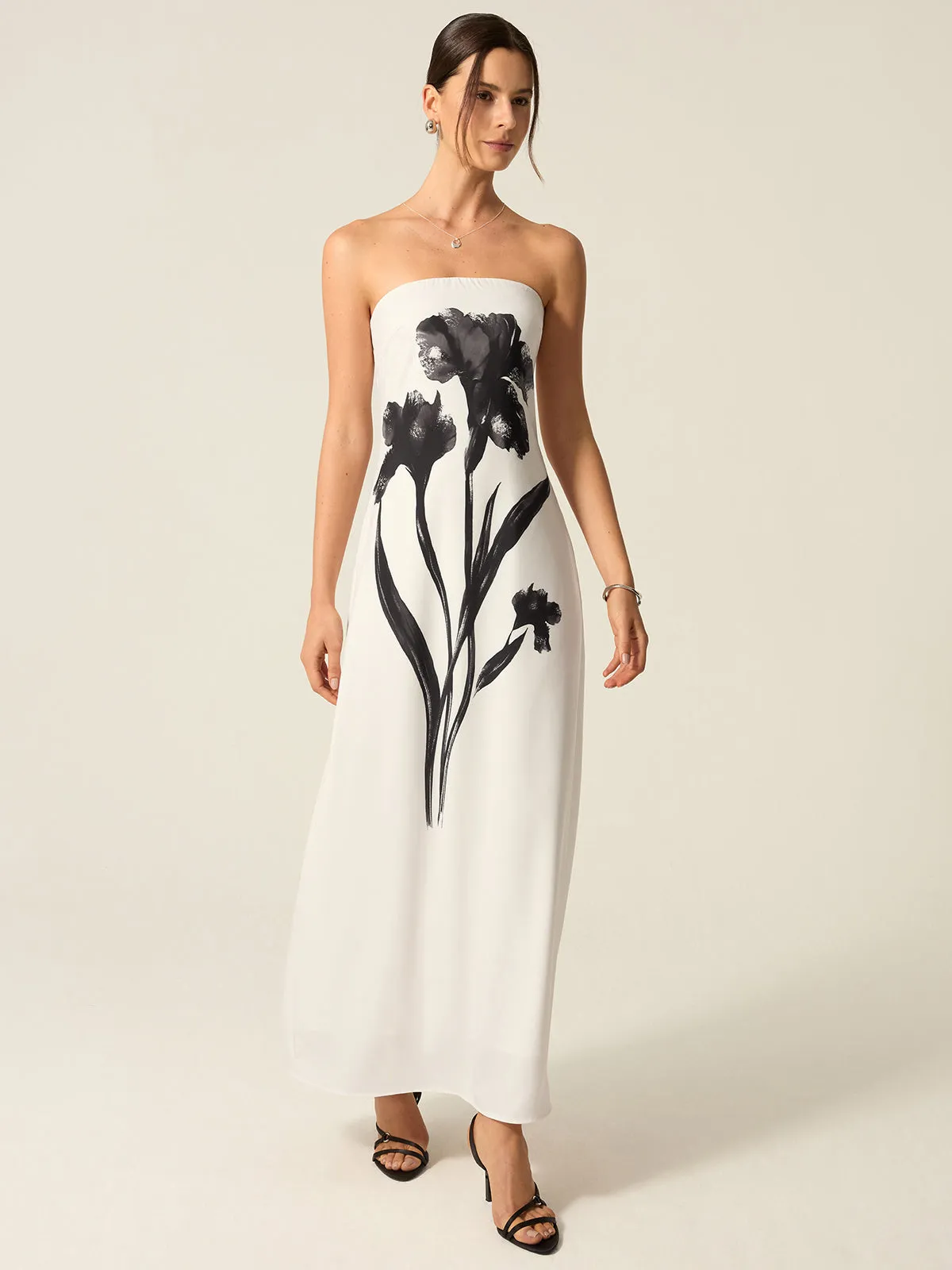 Strapless Floral Print Maxi Dress sold by COMMENSE product image thumbnail 3
