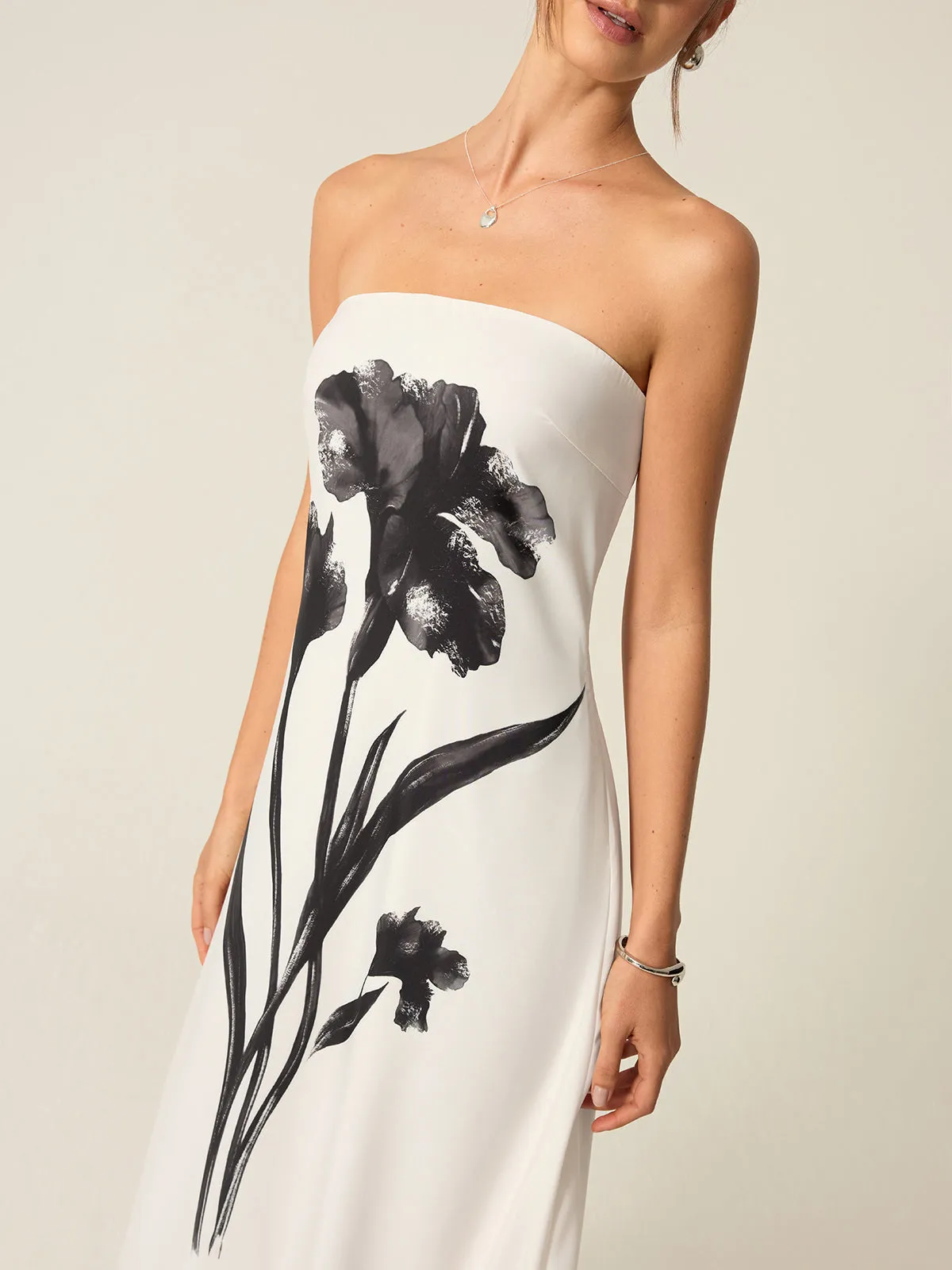 Strapless Floral Print Maxi Dress sold by COMMENSE product image thumbnail 5