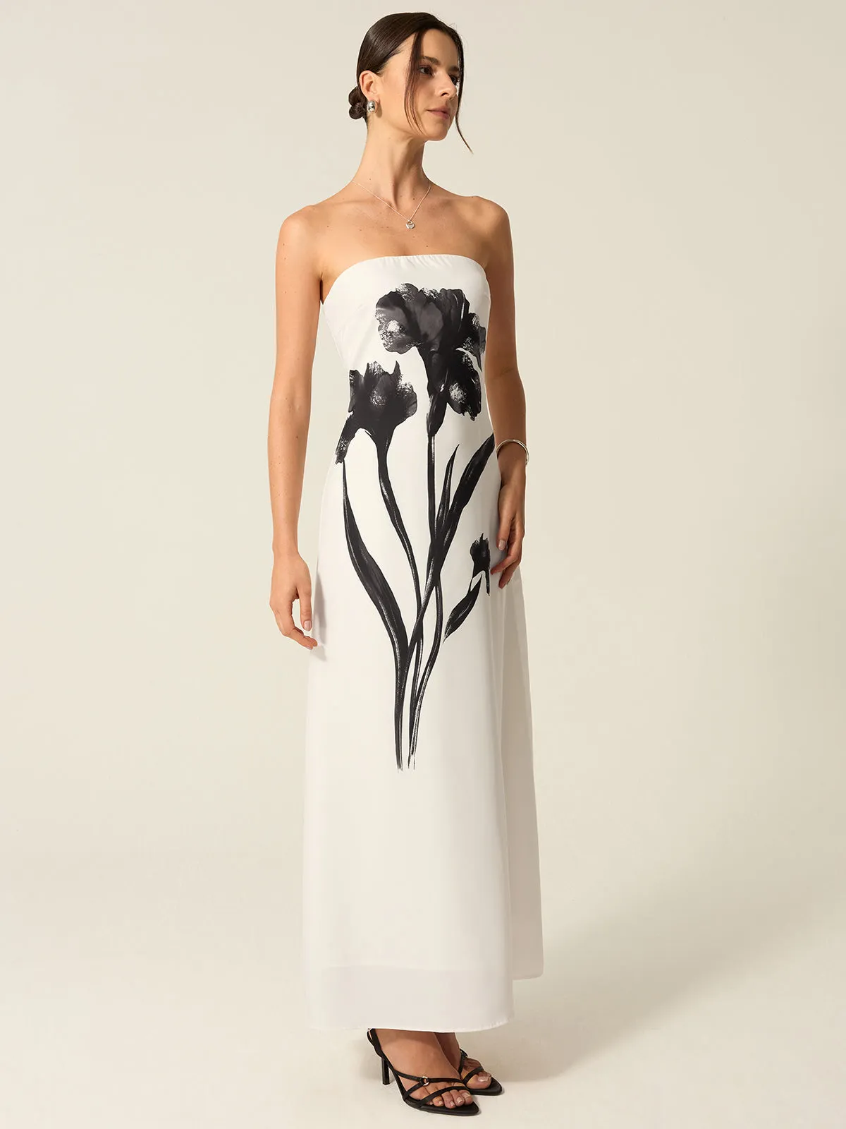 Strapless Floral Print Maxi Dress sold by COMMENSE product image thumbnail 4