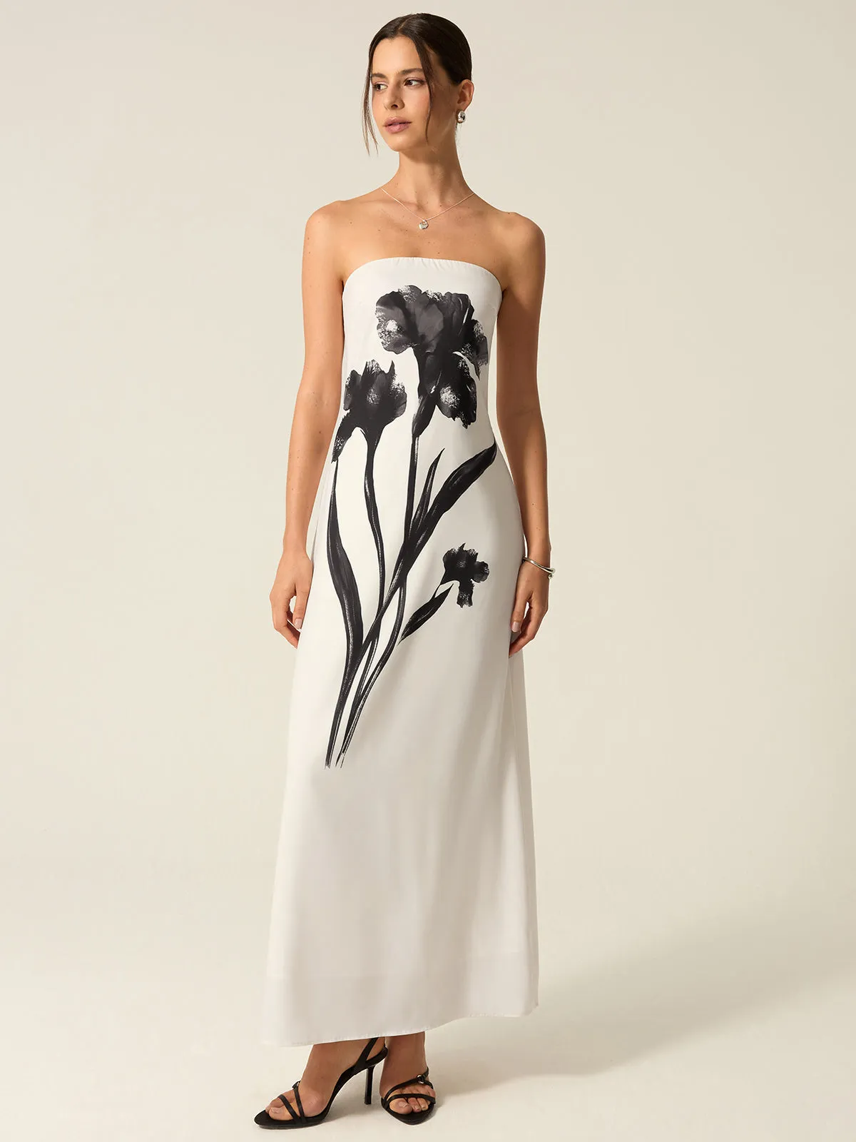 Strapless Floral Print Maxi Dress sold by COMMENSE