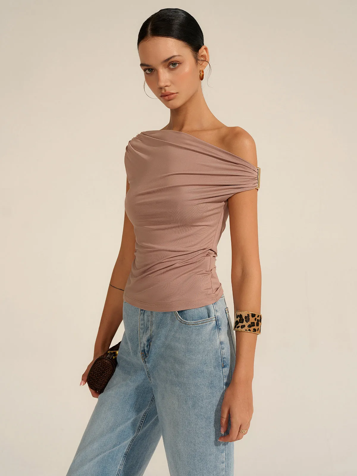 Ruched One-Shoulder Top sold by COMMENSE product image thumbnail 4