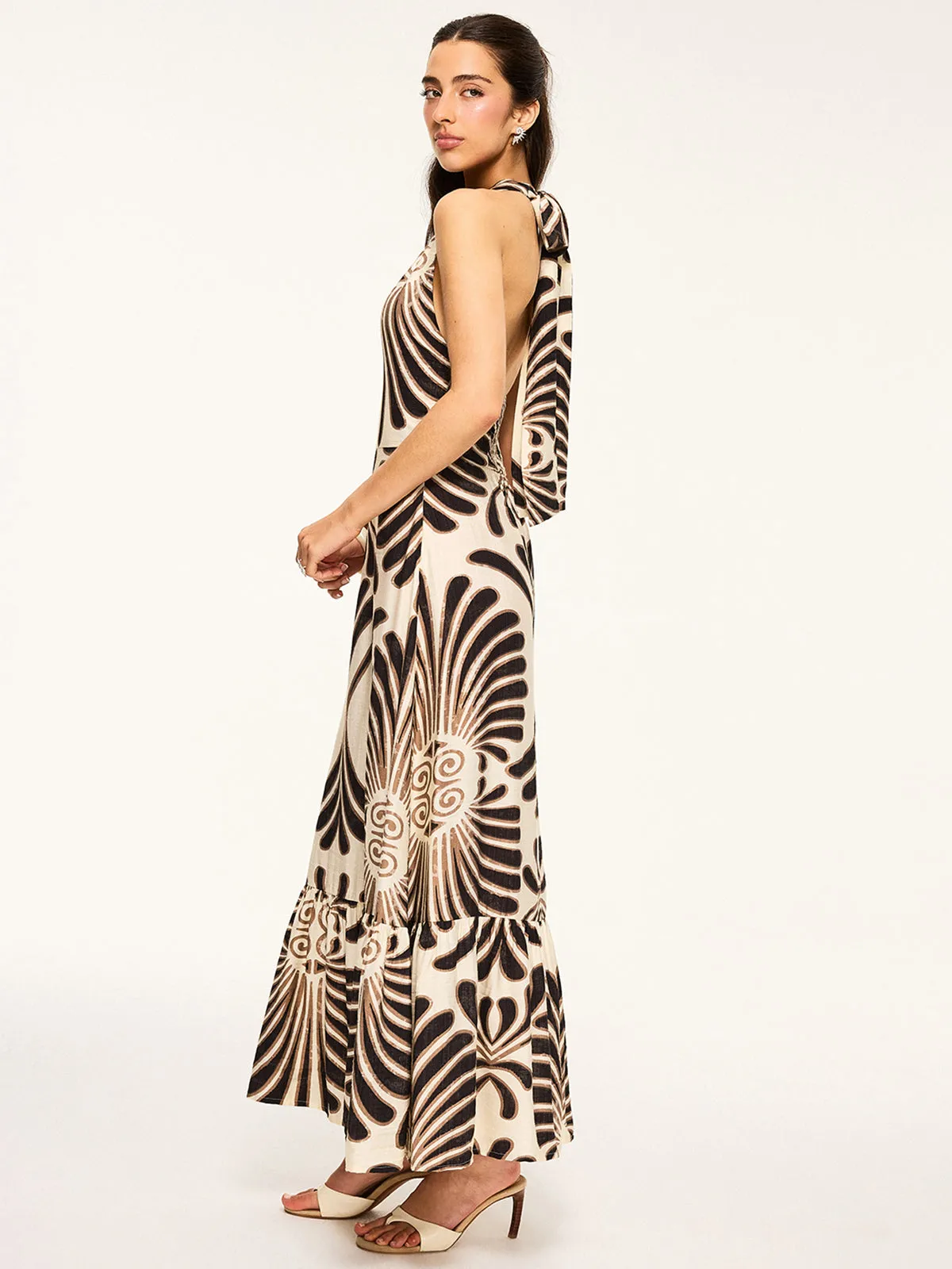 Printed Halter Backless Maxi Dress sold by COMMENSE product image thumbnail 4