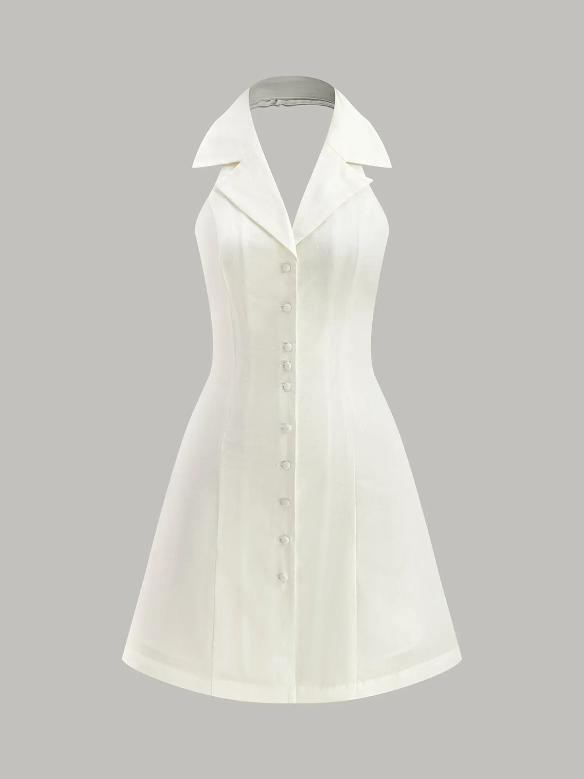 Halter Collar Button-Up Mini Dress sold by COMMENSE