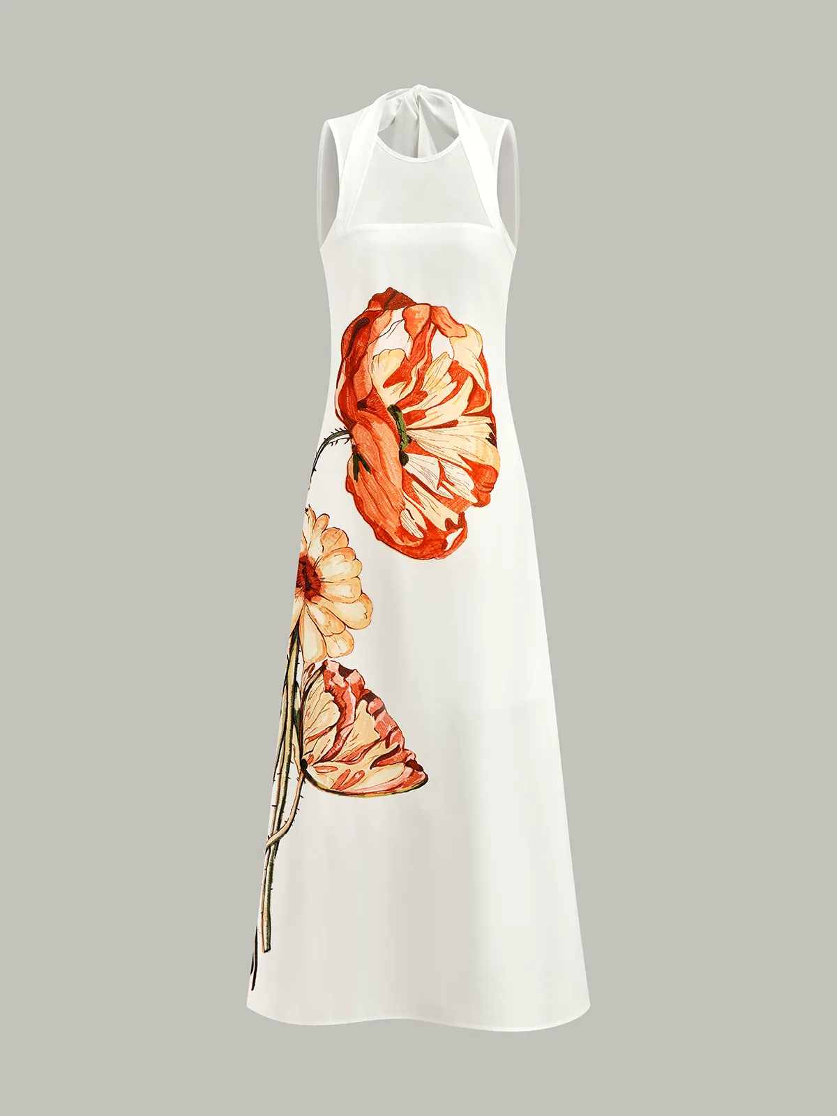 Floral Print Halter Neck Maxi Dress sold by COMMENSE