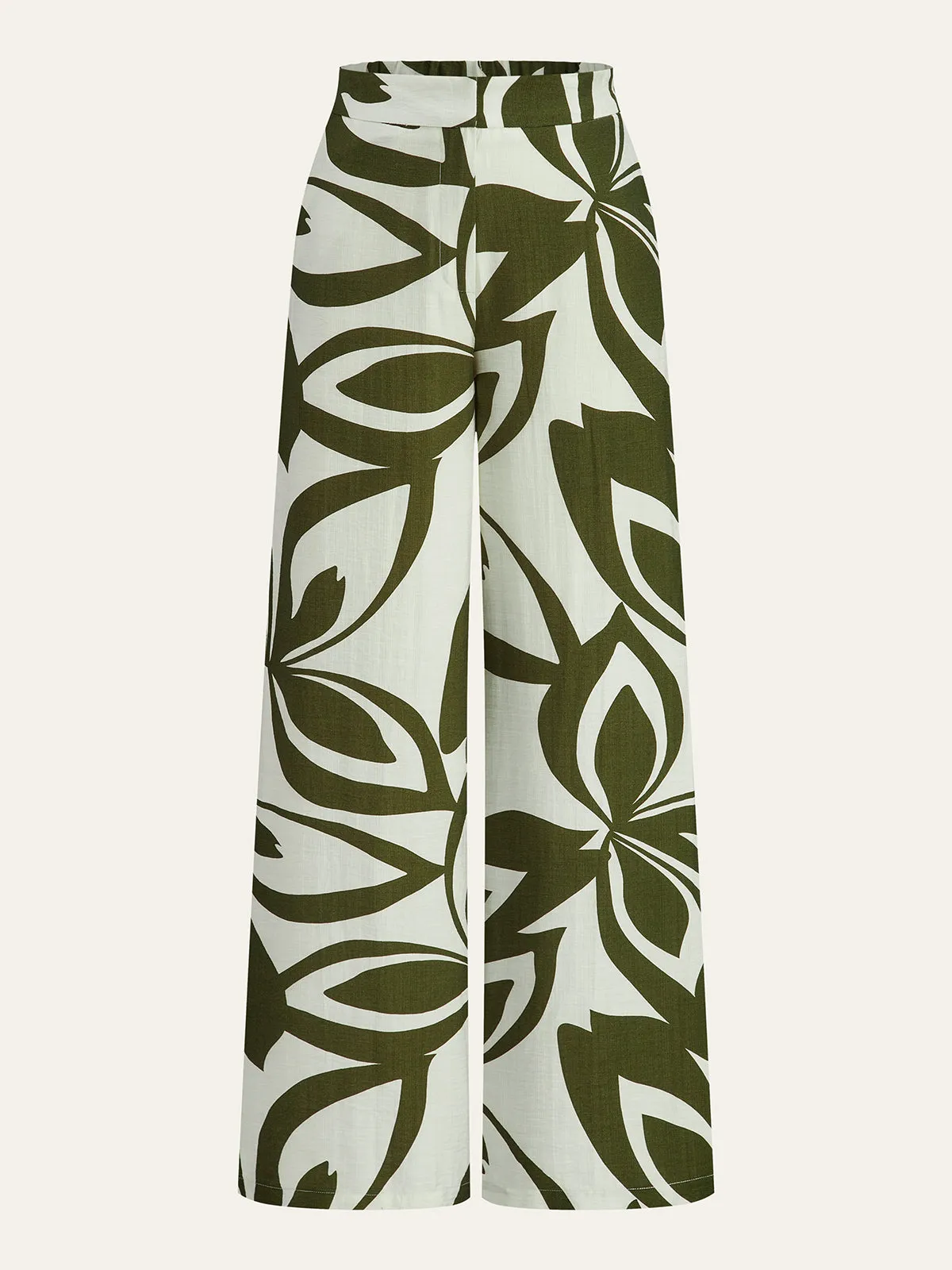 Floral Print Wide-Leg Pants sold by COMMENSE
