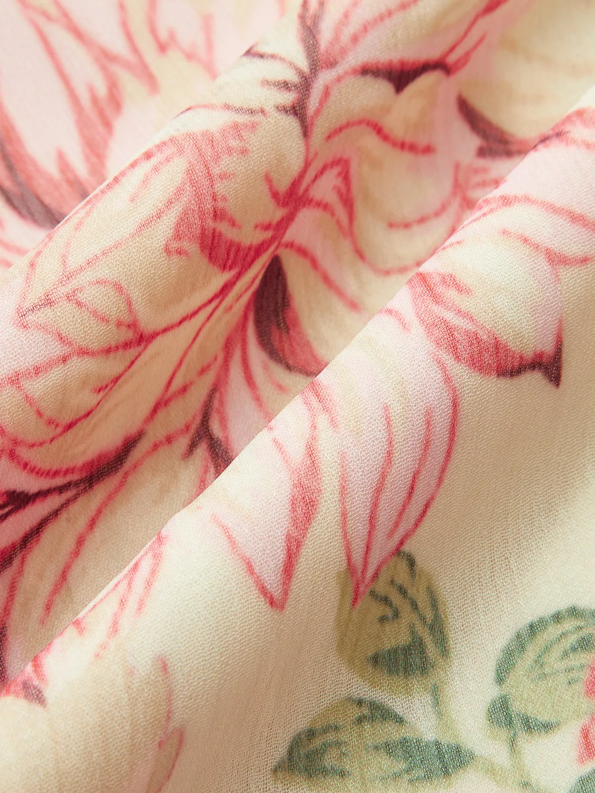 Floral Print Bow Neck Belted Maxi Dress sold by COMMENSE product image thumbnail 3