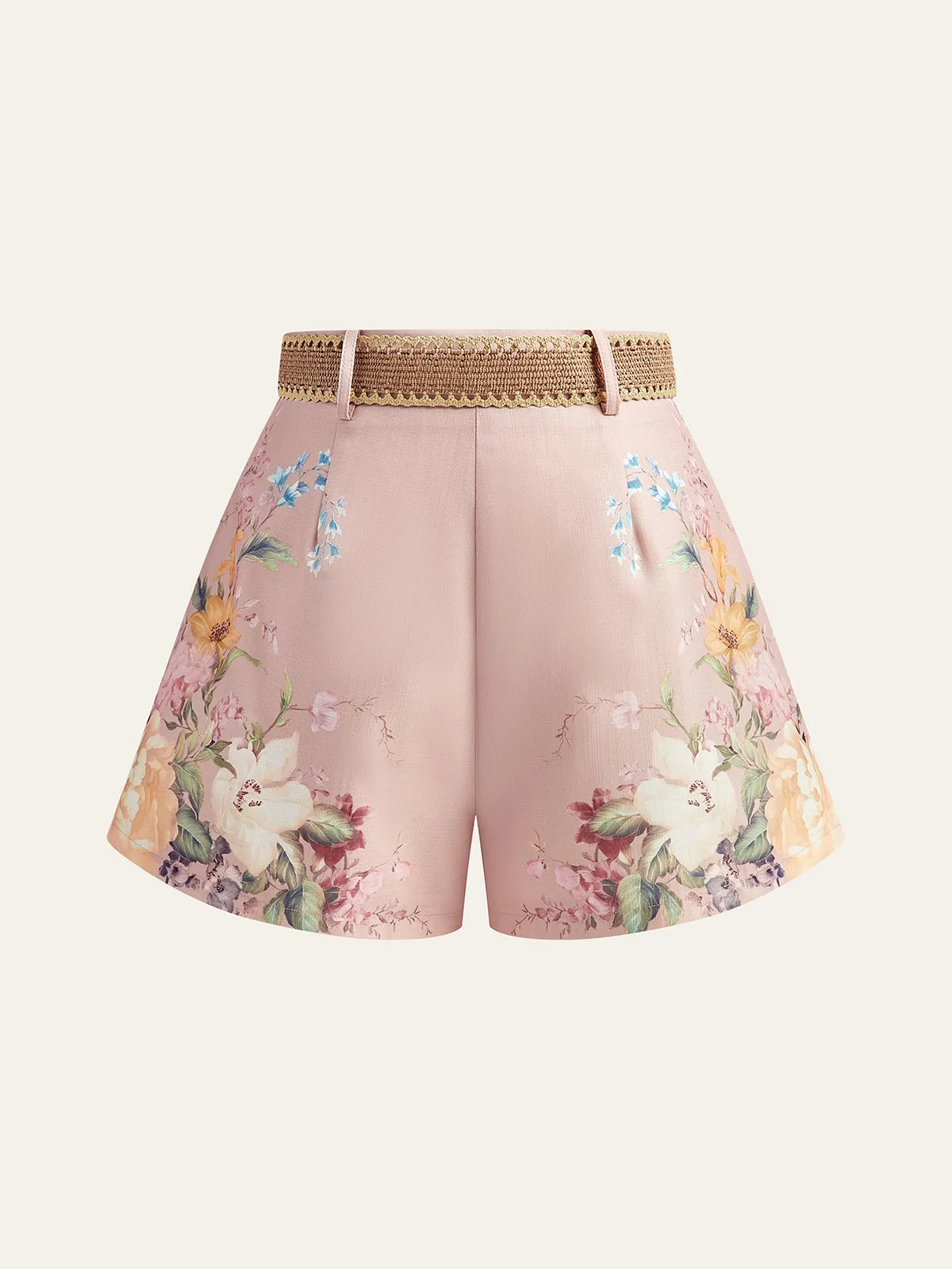 Floral Print Belted Shorts sold by COMMENSE product image thumbnail 3