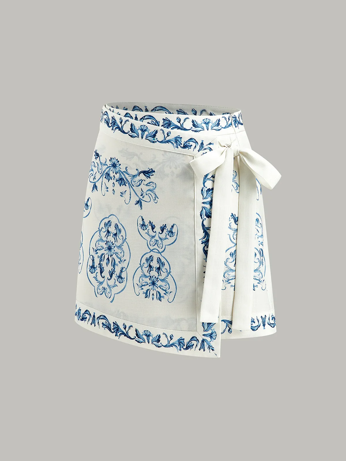 Floral Print Tie-Waist Wrap Skirt sold by COMMENSE product image thumbnail 2