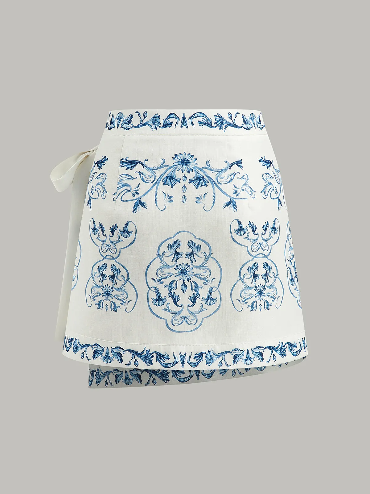 Floral Print Tie-Waist Wrap Skirt sold by COMMENSE product image thumbnail 3