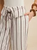 Striped Wide-Leg Pants with Peplum Waist sold by COMMENSE
