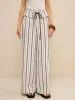 Striped Wide-Leg Pants with Peplum Waist sold by COMMENSE