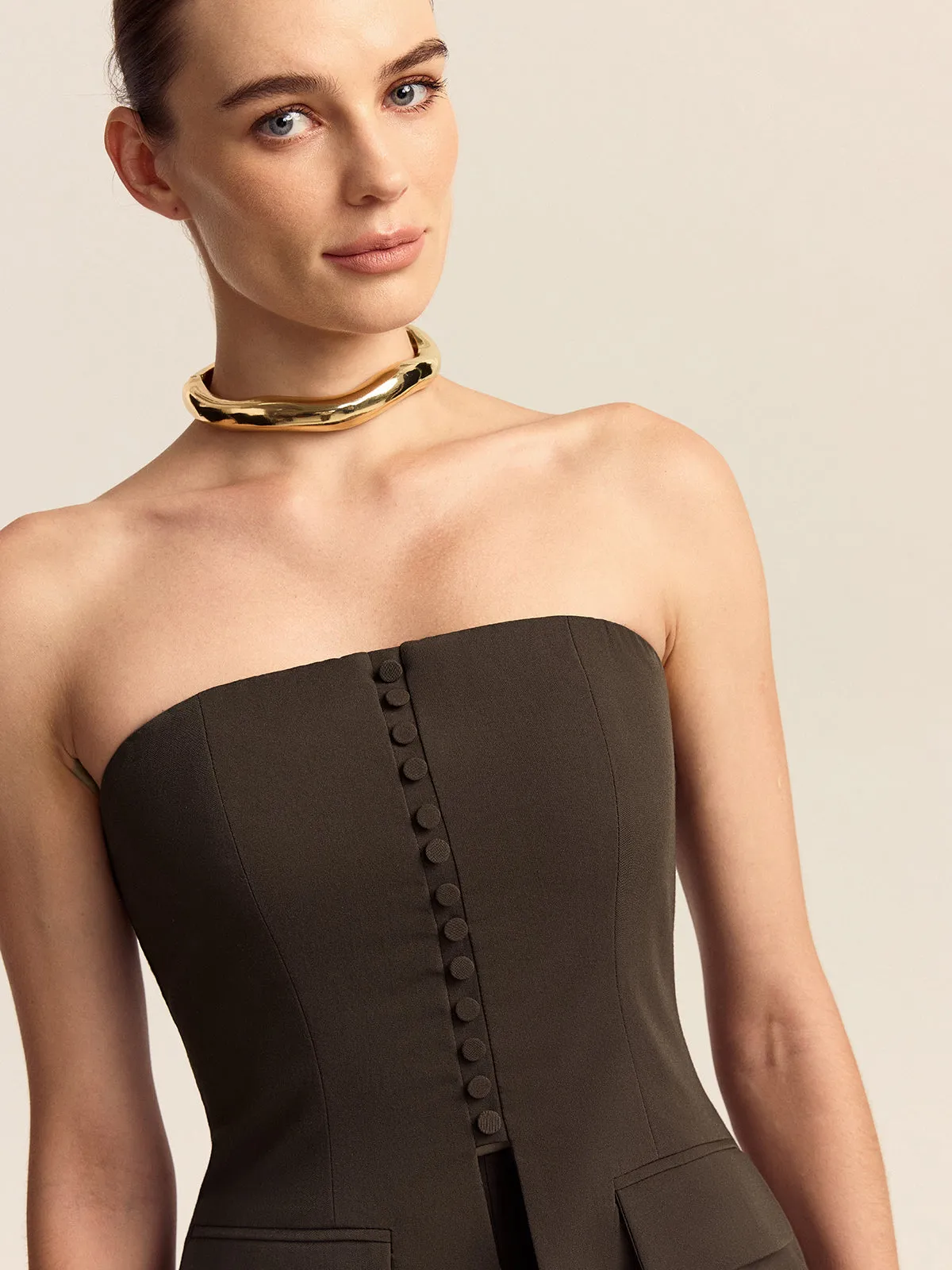 Strapless Top and Wide-Leg Pants Set sold by COMMENSE product image thumbnail 5