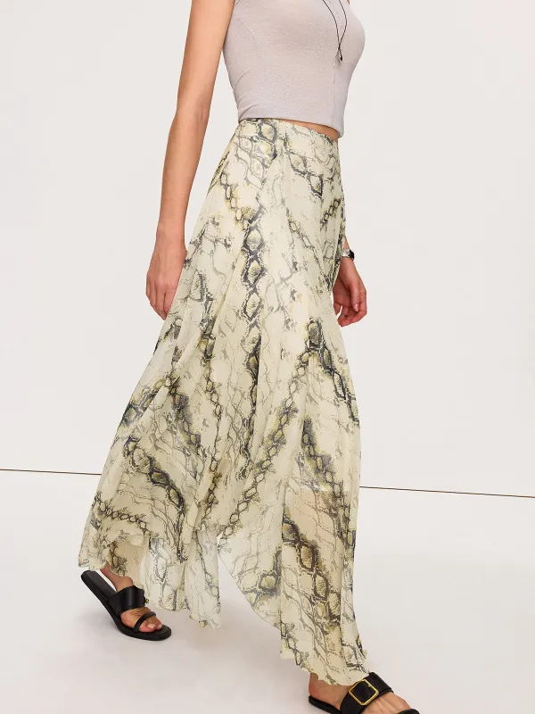 Snake Print Flowy Maxi Skirt sold by COMMENSE