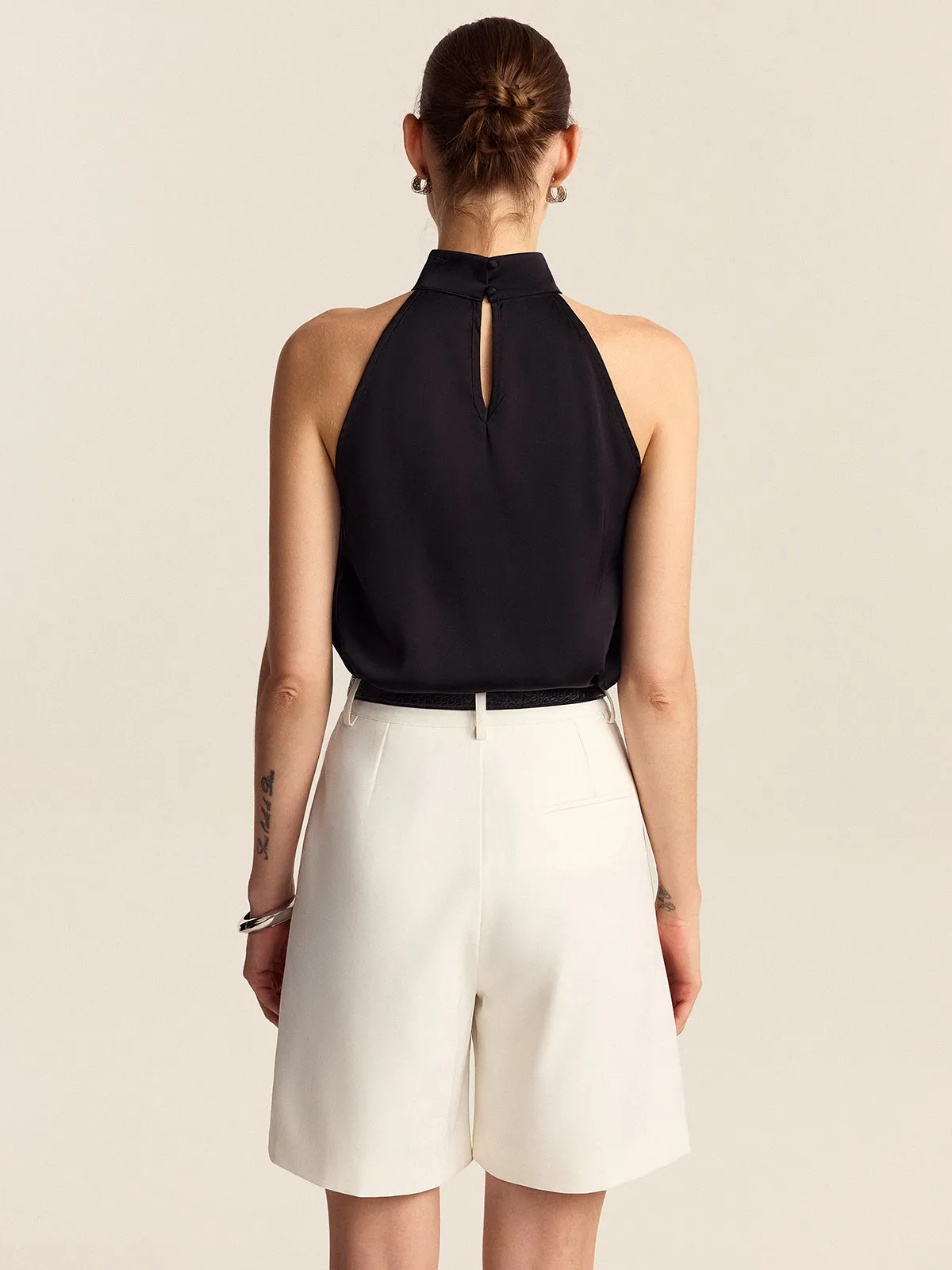 Belted Pleated Mid-Waisted Shorts sold by COMMENSE product image thumbnail 5