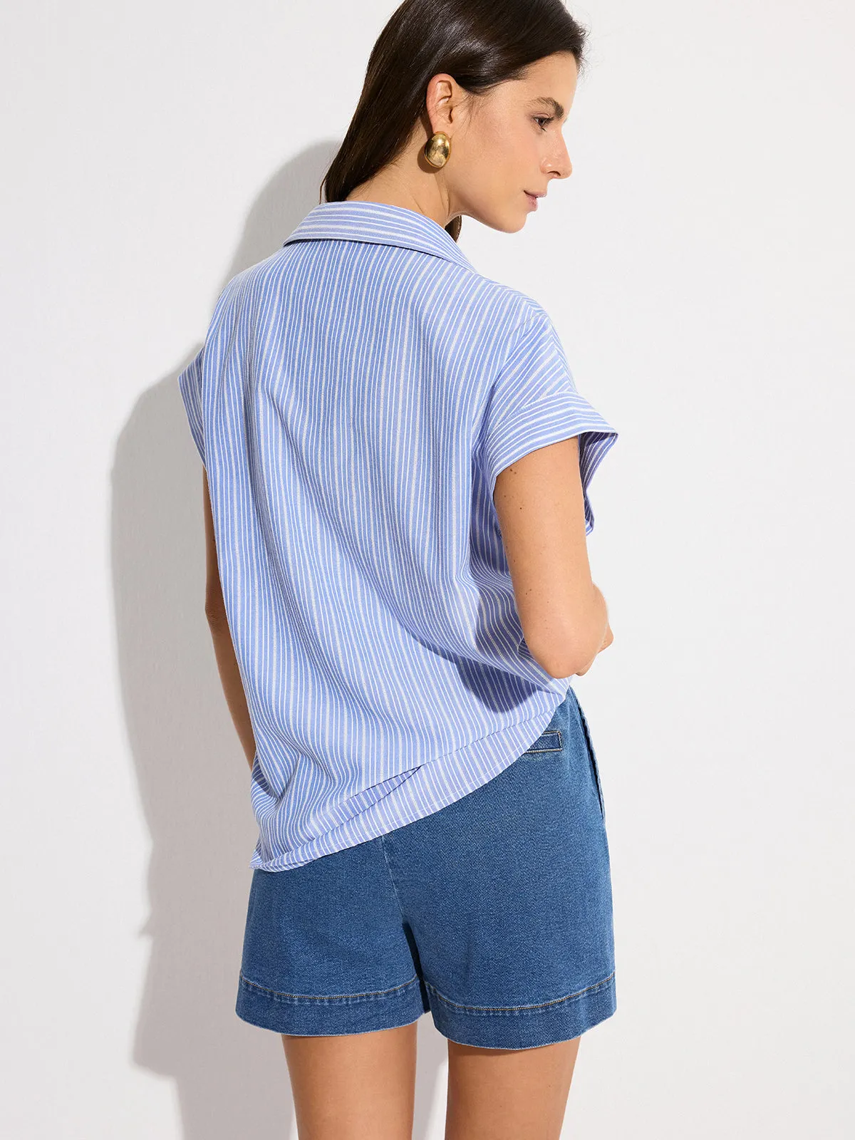 Pocketed Striped Oversized Shirt sold by COMMENSE product image thumbnail 5