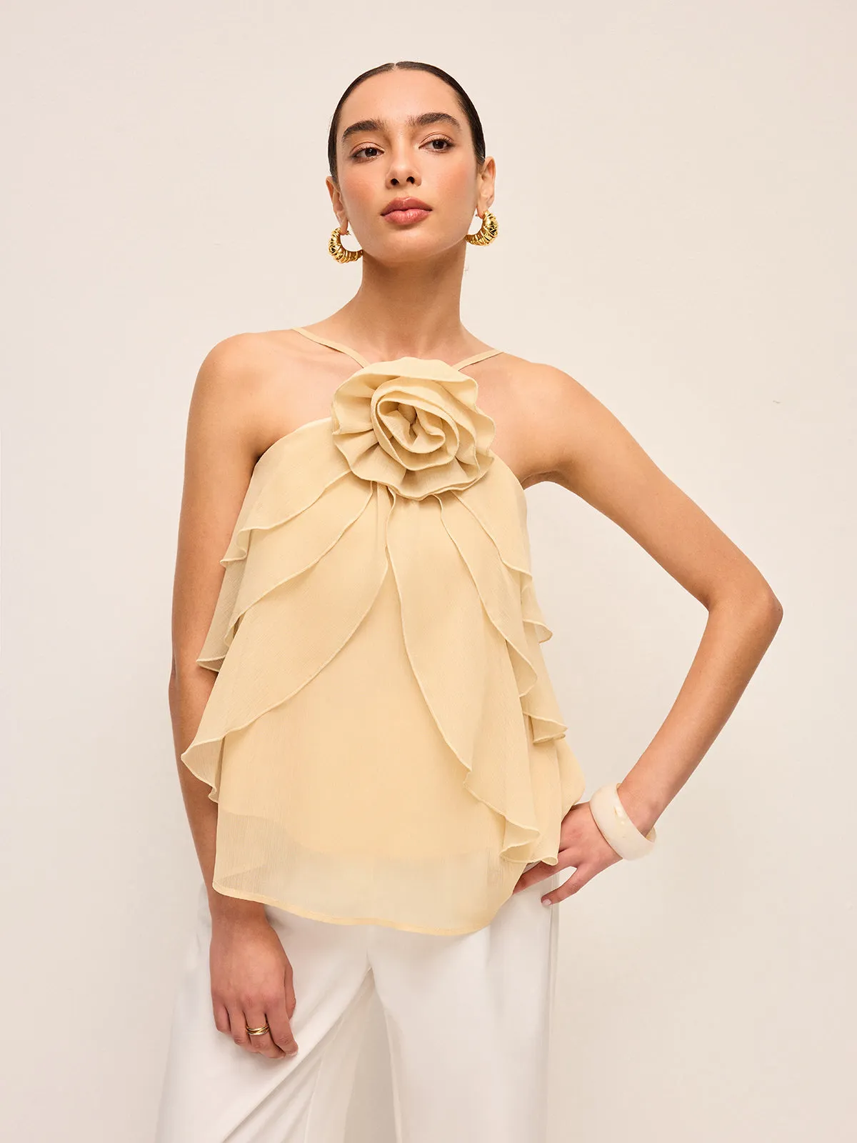 Floral Ruffle Halter Top sold by COMMENSE product image thumbnail 4