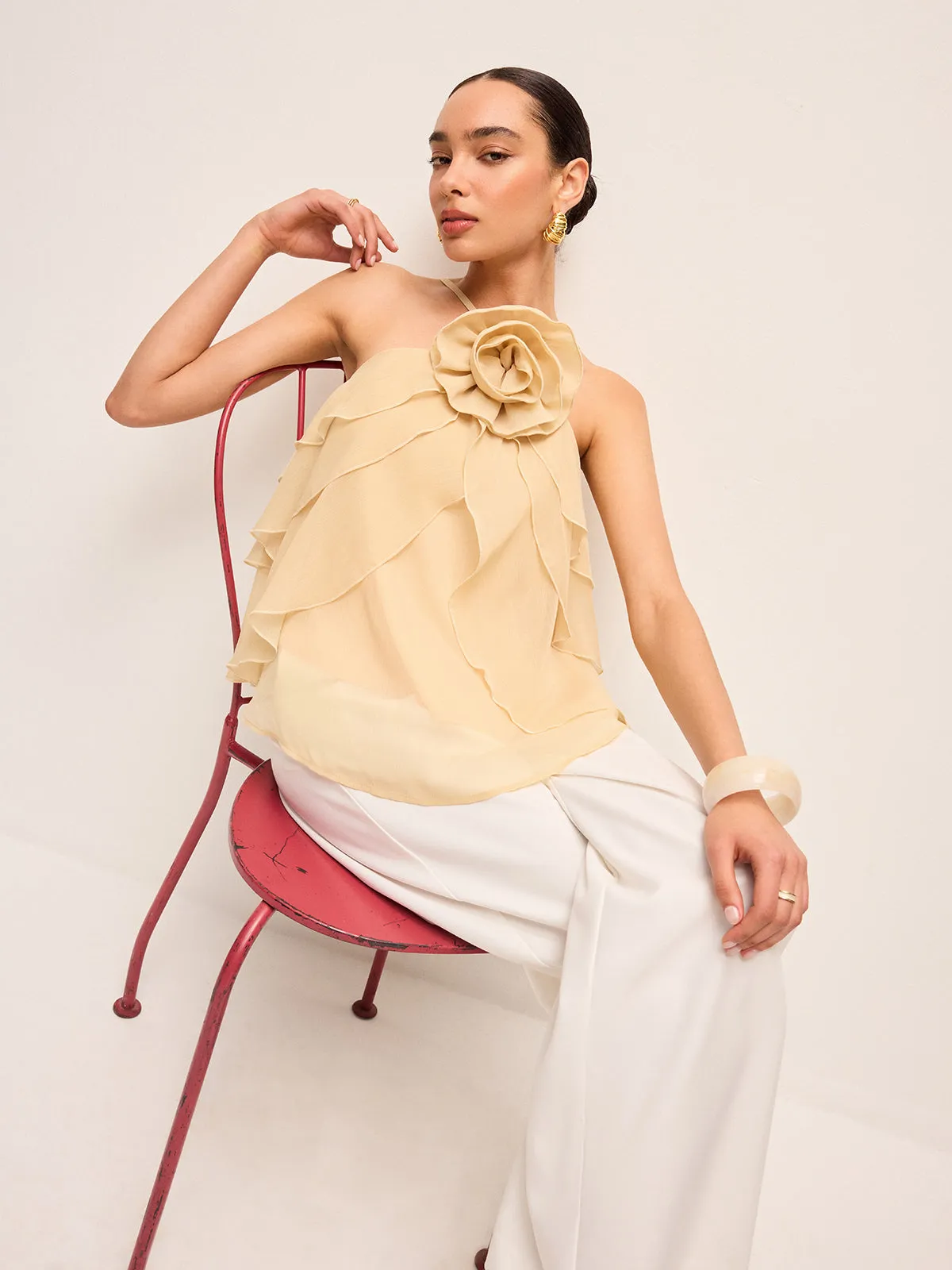 Floral Ruffle Halter Top sold by COMMENSE product image thumbnail 3