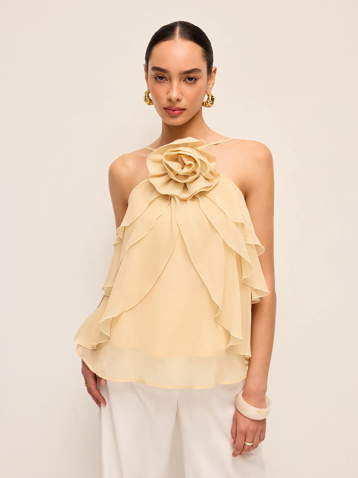 Floral Ruffle Halter Top sold by COMMENSE product image thumbnail 5