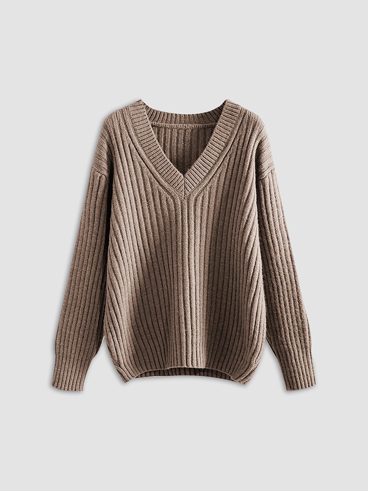 Basic V-Neck Ribbed Sweater sold by COMMENSE product image thumbnail 2