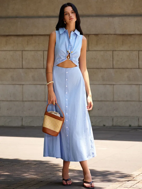 Metal Decor Cutout Dress sold by COMMENSE