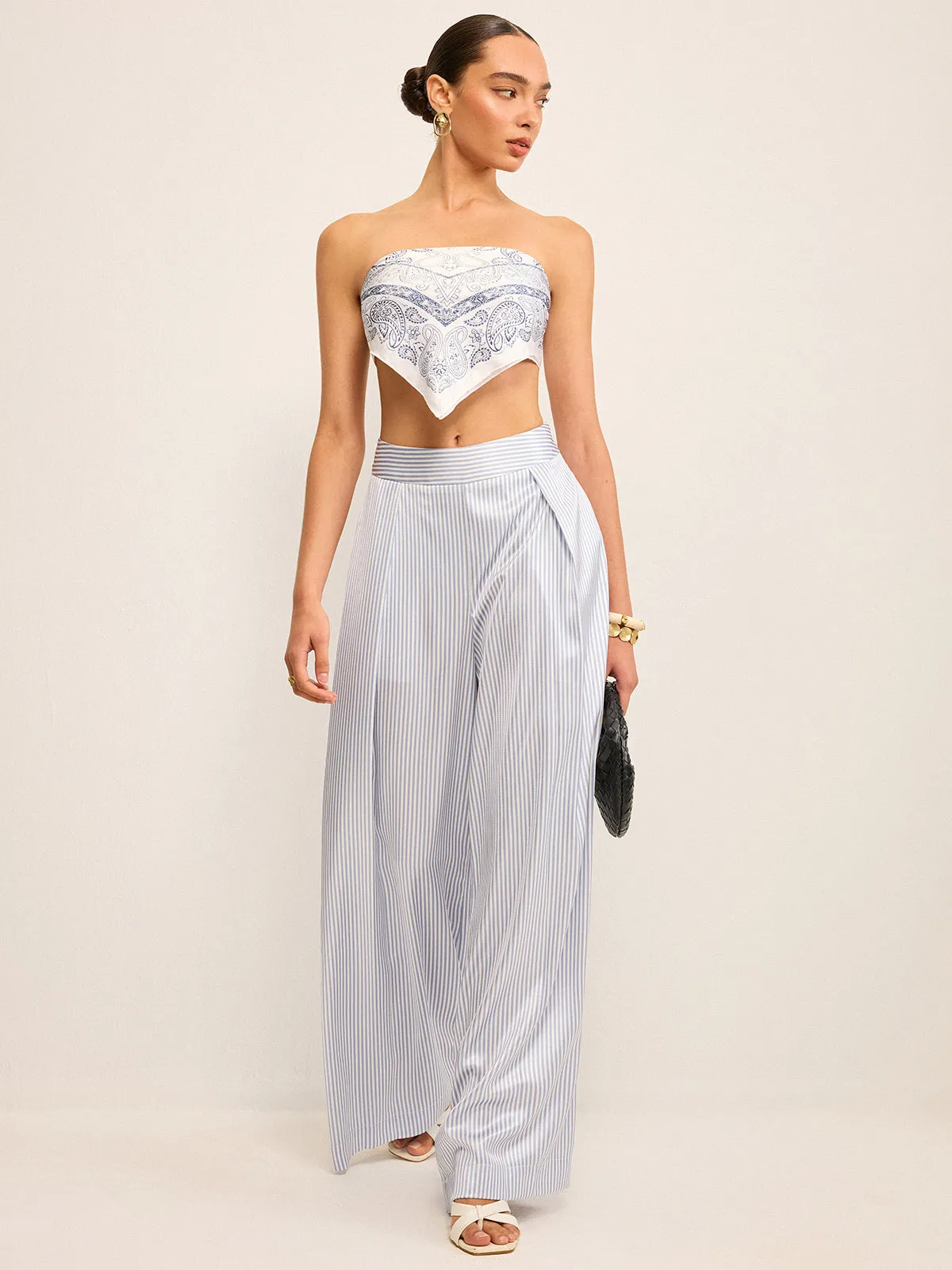 Mid-Waisted Striped Wide-Leg Pants sold by COMMENSE product image thumbnail 2