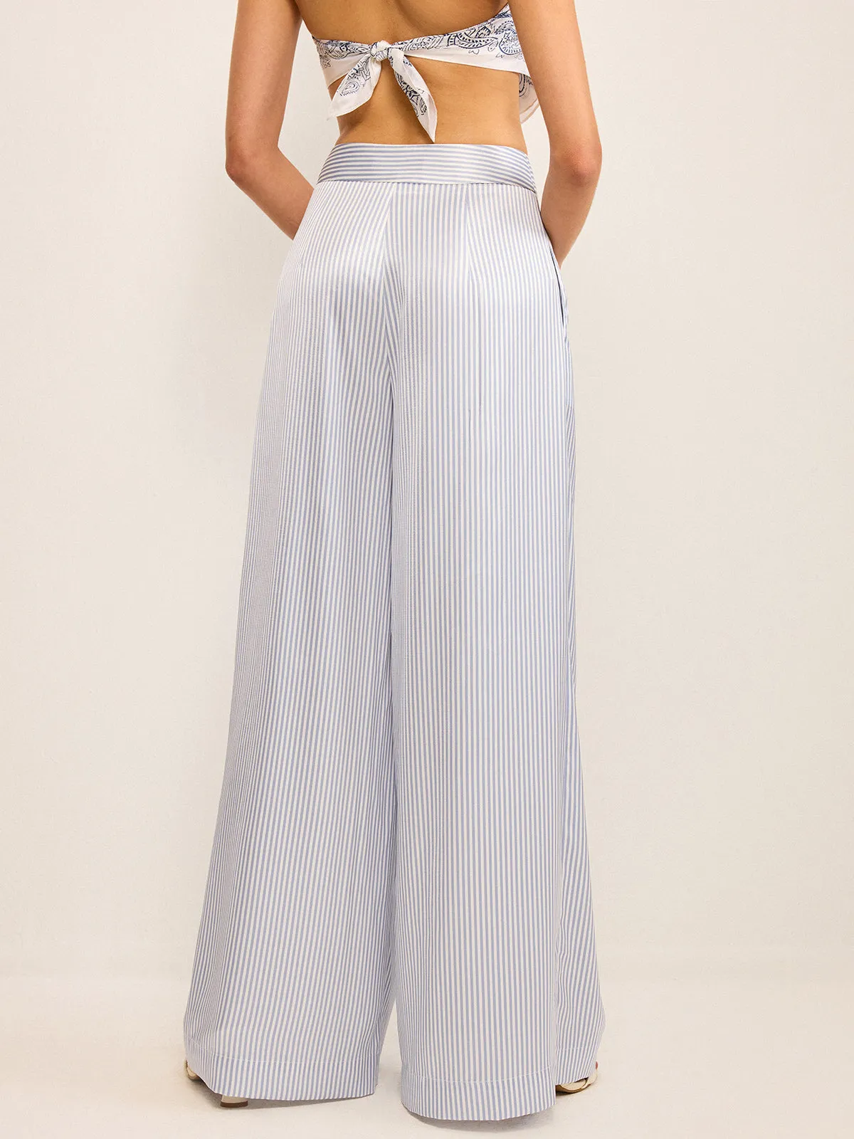 Mid-Waisted Striped Wide-Leg Pants sold by COMMENSE product image thumbnail 5