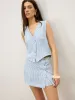 Striped Button-Front Skirt Set sold by COMMENSE
