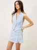 Striped Button-Front Skirt Set sold by COMMENSE
