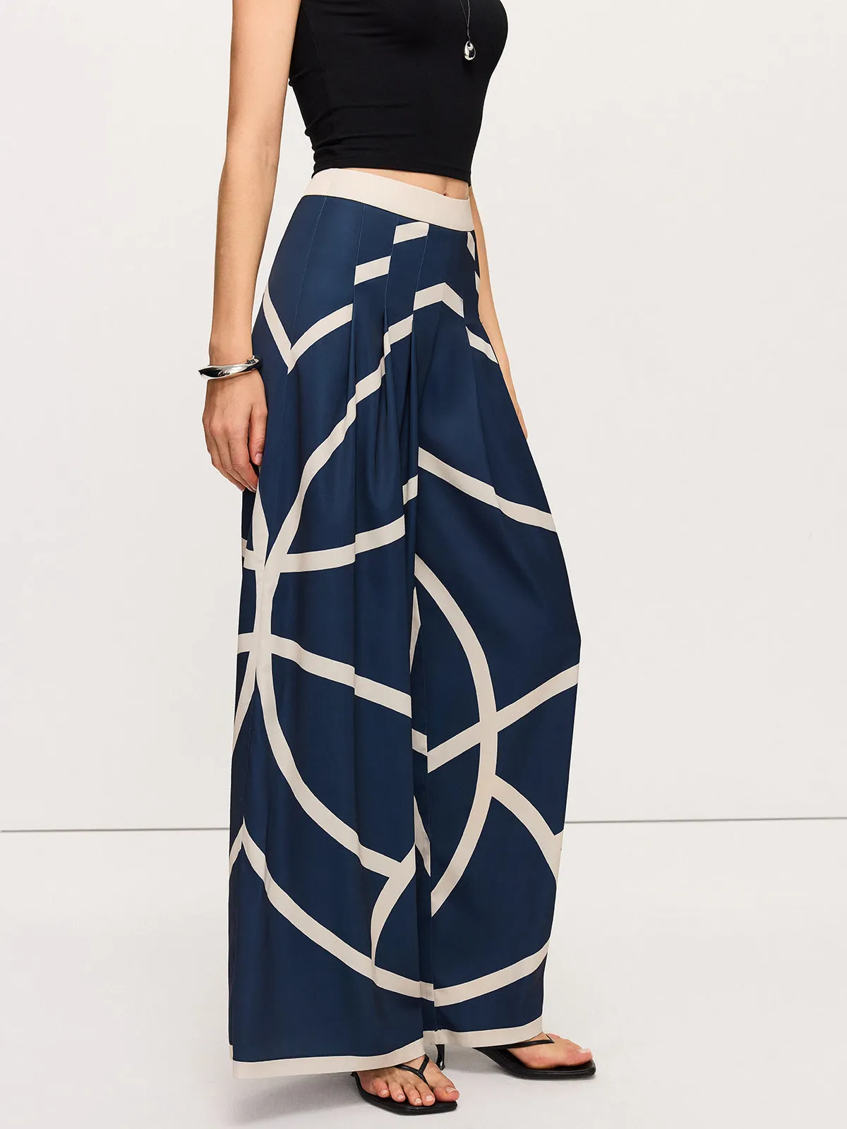 High-Waisted Wide-Leg Striped Pants sold by COMMENSE