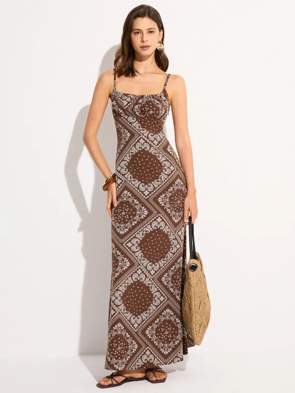 Paisley Print Spaghetti Strap Maxi Dress sold by COMMENSE