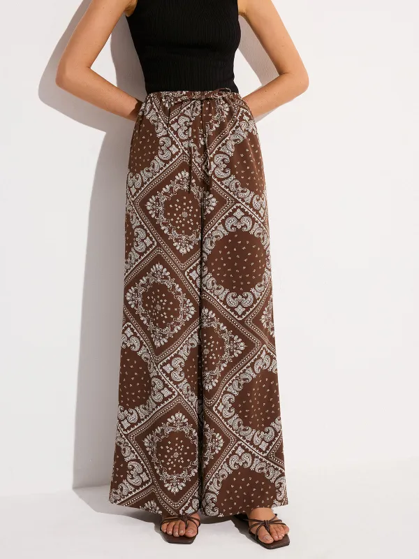 Paisley Print Pocketed Wide-Leg Pants sold by COMMENSE