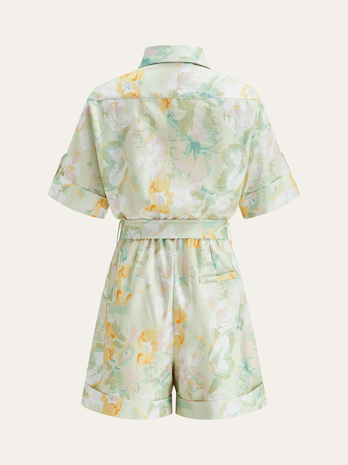 Pocketed Belted Floral Print Jumpsuits sold by COMMENSE product image thumbnail 2