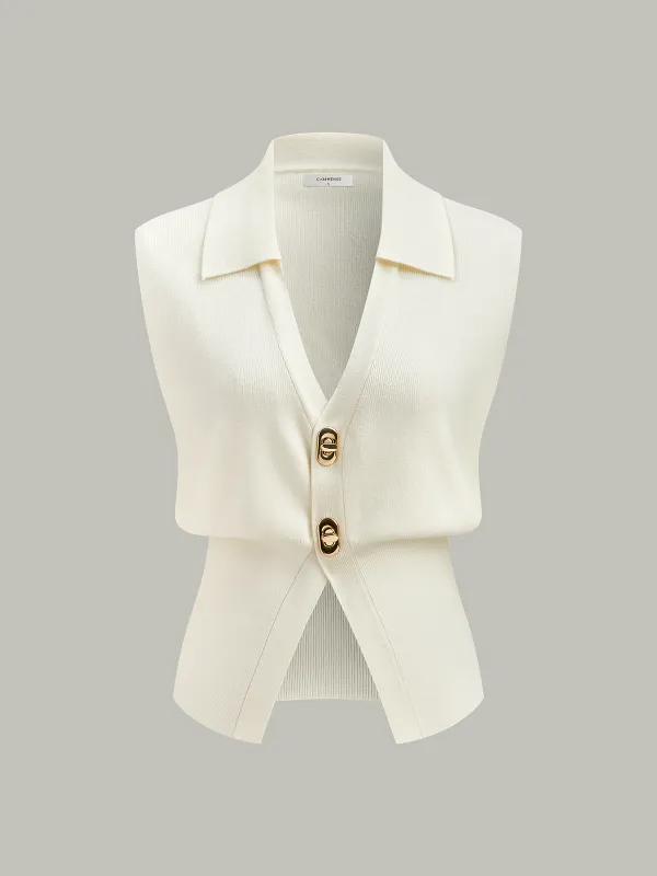 Metal Buttons Knit Vest sold by COMMENSE