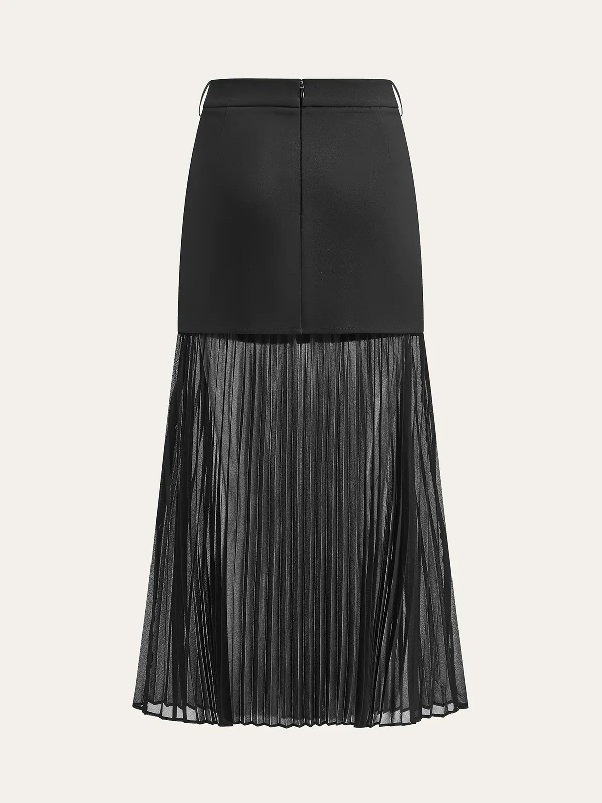 Pleated Mesh Hem Midi Skirt sold by COMMENSE product image thumbnail 3