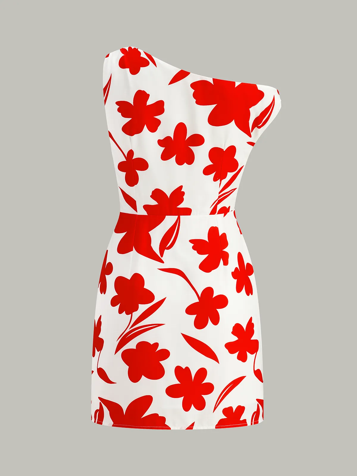 Asymmetrical Floral Print One-Shoulder Dress sold by COMMENSE product image thumbnail 2