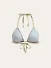 Print Chain Straps Triangle Bikini Top sold by COMMENSE
